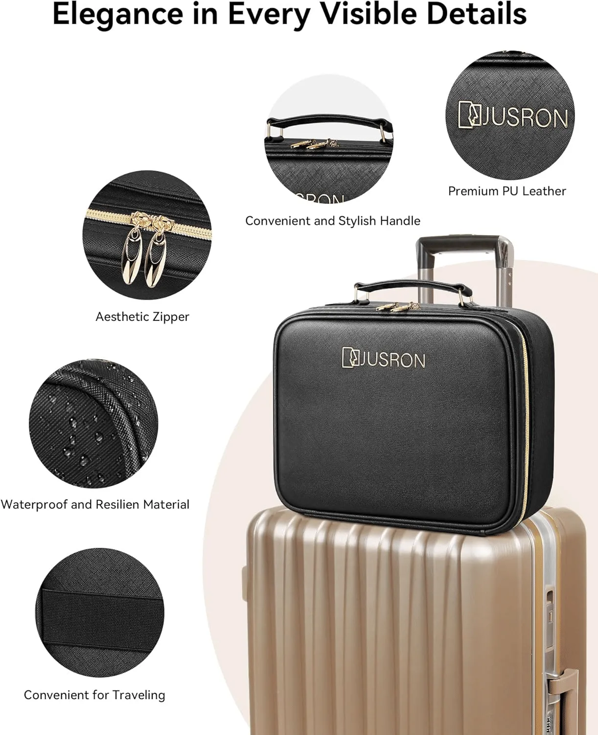 ✨ Perfect for Travel! ✨ Portable Makeup Organiser / Travel Makeup Case - LED Mirror, Lightweight & Long-Lasting
