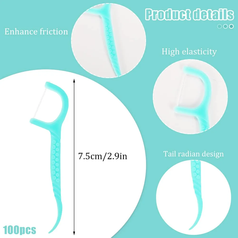 100 Pcs Dental Floss, Dental Floss Picks Disposable Portable Floss Sticks Dental Floss Toothpick Tooth Picks Sticks Interdental Cleaning Tool for Travel Home Office Restaurant(Blue) Blue