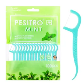 100 Pcs Dental Floss, Dental Floss Picks Disposable Portable Floss Sticks Dental Floss Toothpick Tooth Picks Sticks Interdental Cleaning Tool for Travel Home Office Restaurant(Blue) Blue