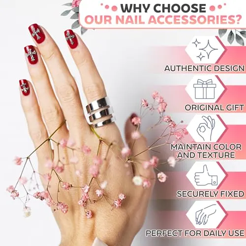 100 Pcs Silver Cross Nail Charms for Nails Design - Nail Charms Y2K Cross Charms for Nails Nail Gems Silver Nail Charms and Gems Y2K 3D Nail Charms - Nail Art Charms Nails With Charms Cross Nail Charm