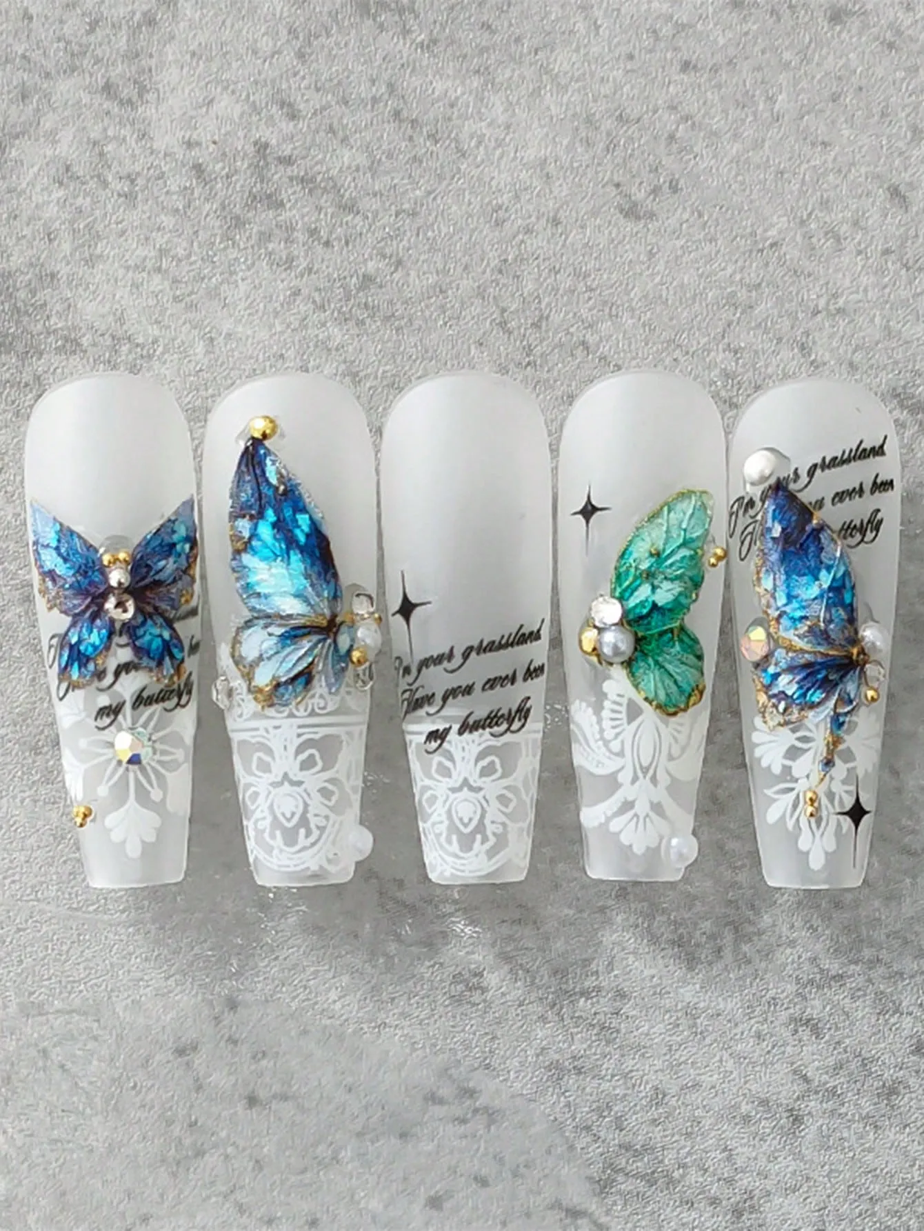 1sheet Intricate Butterfly & Slogan Nail Art Sticker Nail Art Decals Chic Nail