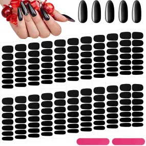 20 Sheets 280 Pieces Black Nail Wraps Self-Adhesive Full Cover Nail Art Decals Nail Polish Stickers False Nail Decals Manicure Stickers with 2 Pieces Nail Files for Girls Women (Chic Style)