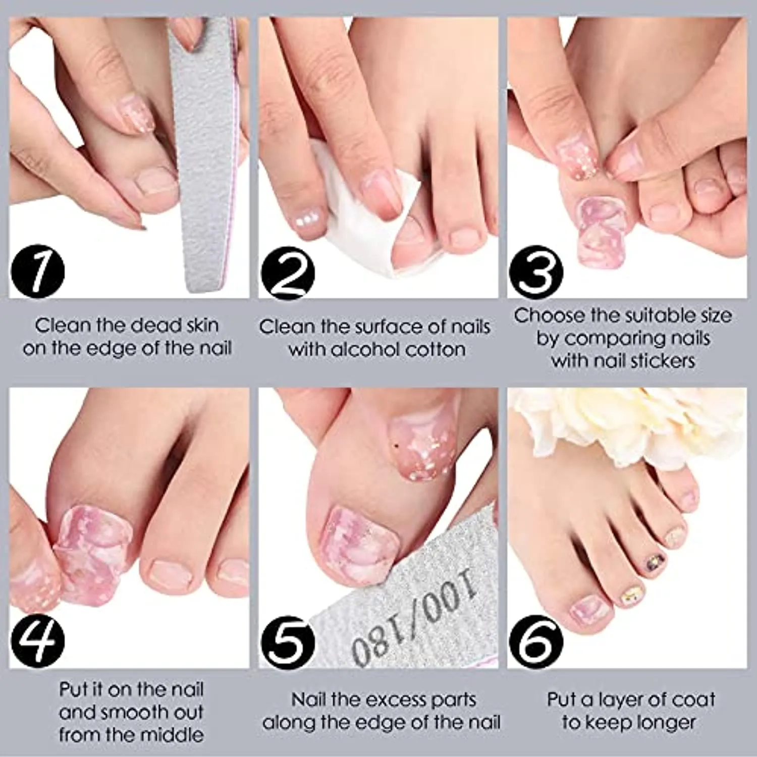 264 Pieces 12 Sheets Full Wraps Toenail Polish Stickers Mermaid Design Toenail Art Polish Stickers Strips Glitter Self-Adhesive Toenail Art Decals with Nail File for Women Girls (Chic Style)