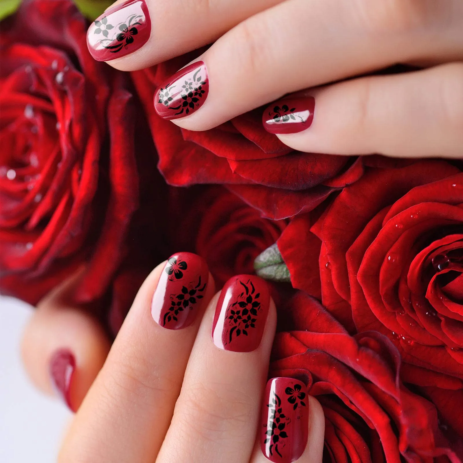 5000 Pieces Flower Nail Stickers 100 Sheets 3D Self-Adhesive Nail Floral Stickers Multi-Design Flower Nail Decals Multicolor Flower Manicure Stickers with Tweezer (Classic-Chic Floral Series)