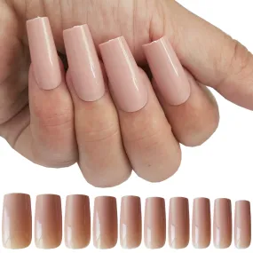 600pc Medium Square Press on Nails Cololred Straight False Nails Artificial Fingernails 10 Sizes for Women Girls (Jelly Nude)