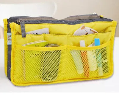 Bag In Bag Double Zipper Portable Multifunctional Travel Pockets Handbag Storage Bag Fadish Travel Cosmetic Makeup Wash Bag