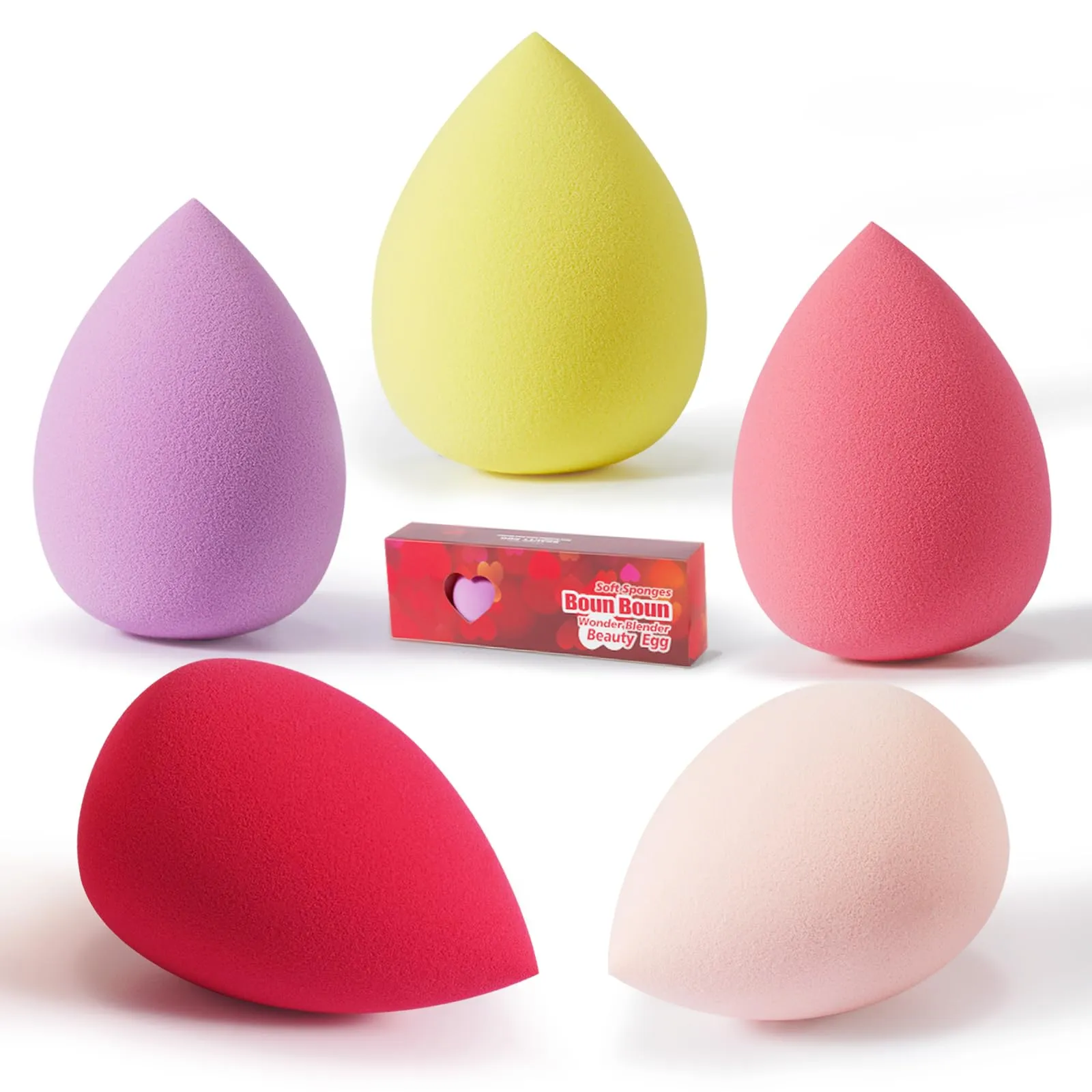 Beauty Blender Makeup Sponge, 5 Counts One Packing, Blender Liquid Foundation,Powders and Creams,Streak Free/Latex-Free/Cruelty-Free &Vegan(Water Drip)