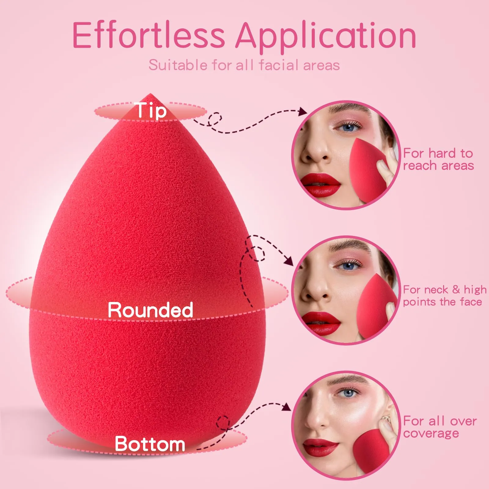 Beauty Blender Makeup Sponge, 5 Counts One Packing, Blender Liquid Foundation,Powders and Creams,Streak Free/Latex-Free/Cruelty-Free &Vegan(Water Drip)