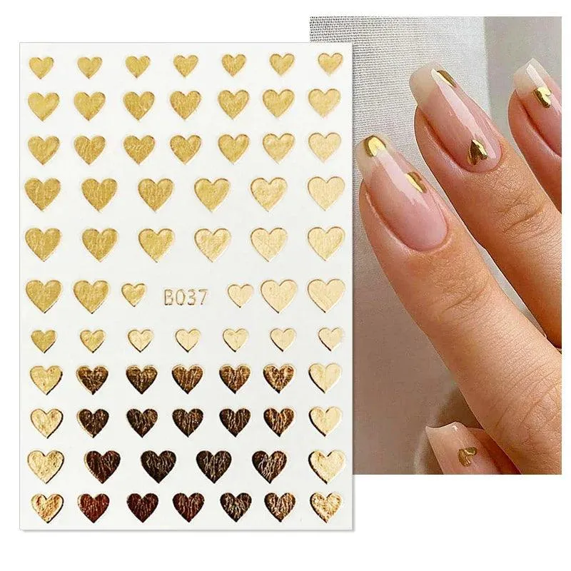 Black Heart Love Nail Stickers - Chic Self-Adhesive Decals for Manicure