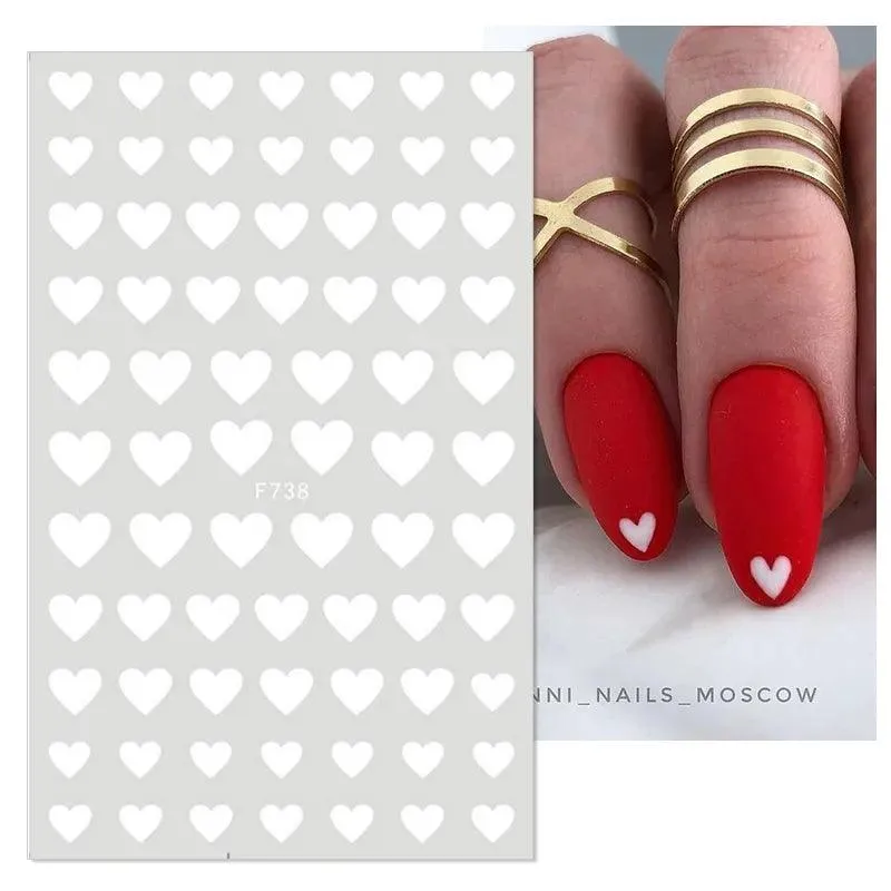 Black Heart Love Nail Stickers - Chic Self-Adhesive Decals for Manicure