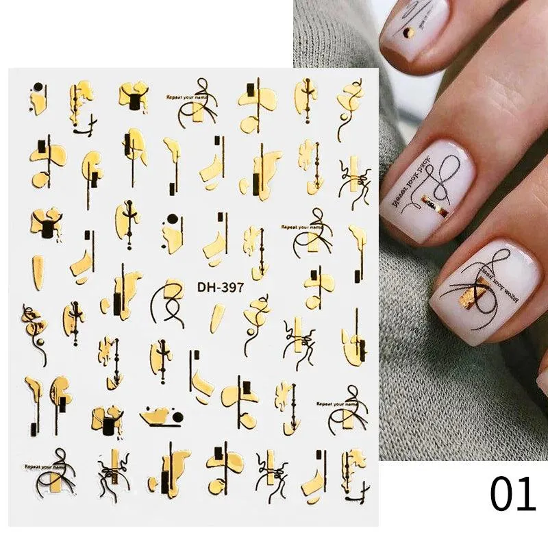 Black Heart Love Nail Stickers - Chic Self-Adhesive Decals for Manicure