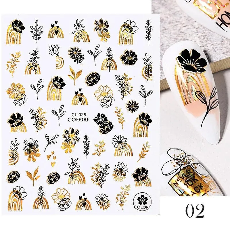 Black Heart Love Nail Stickers - Chic Self-Adhesive Decals for Manicure