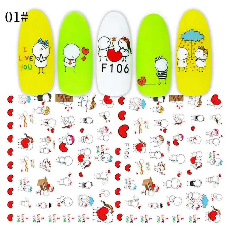 Black Heart Love Nail Stickers - Chic Self-Adhesive Decals for Manicure