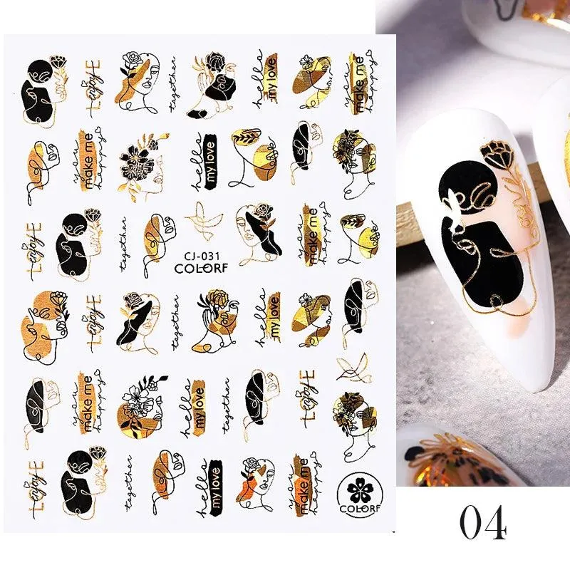 Black Heart Love Nail Stickers - Chic Self-Adhesive Decals for Manicure
