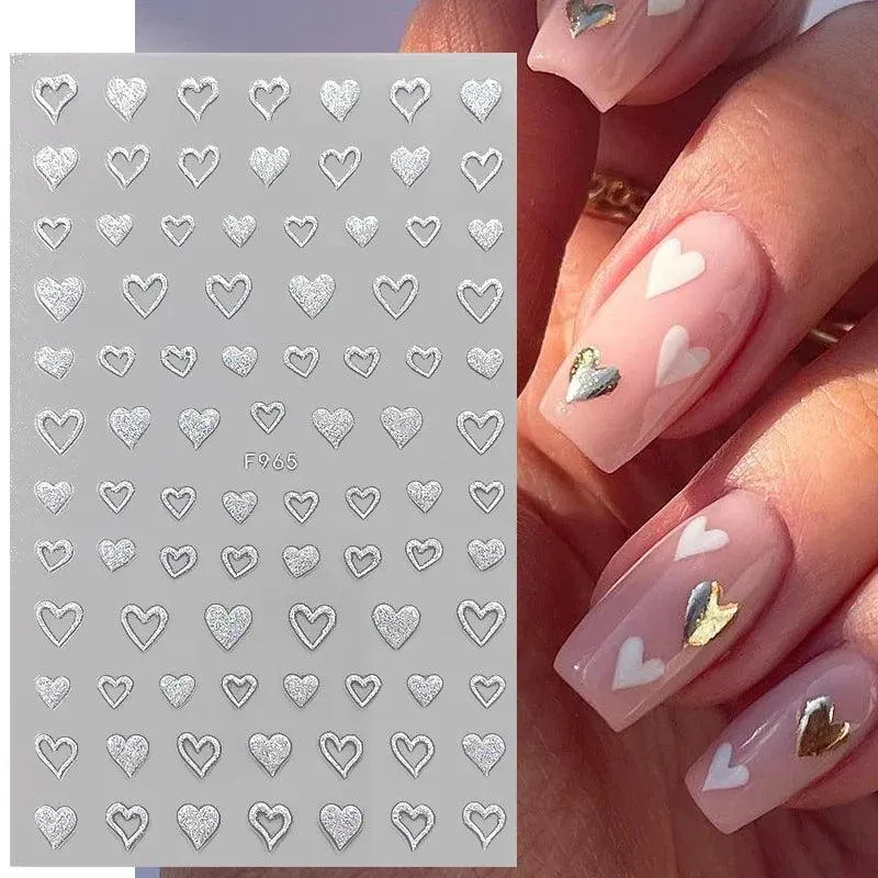 Black Heart Love Nail Stickers - Chic Self-Adhesive Decals for Manicure