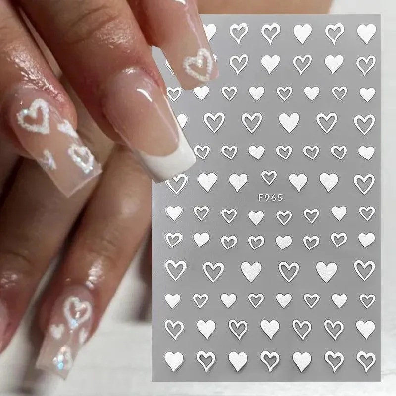 Black Heart Love Nail Stickers - Chic Self-Adhesive Decals for Manicure