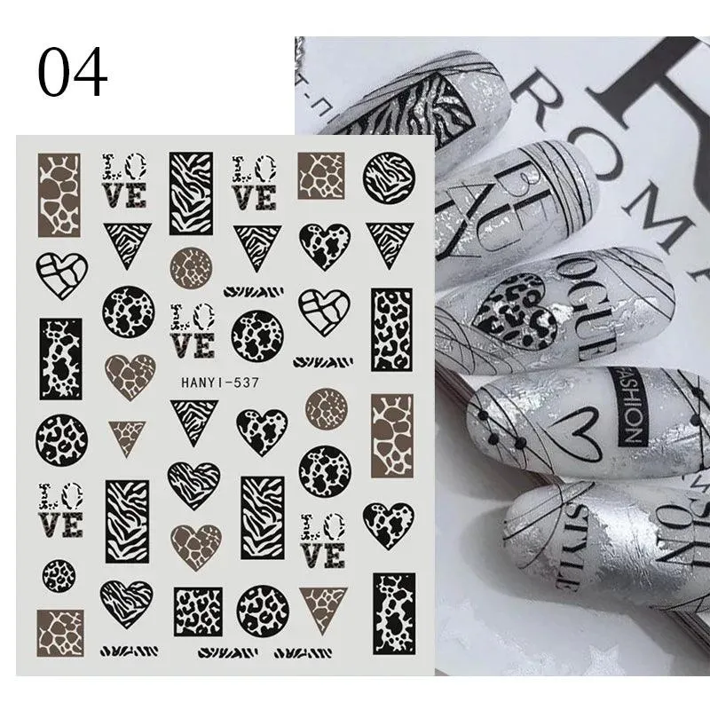 Black Heart Love Nail Stickers - Chic Self-Adhesive Decals for Manicure