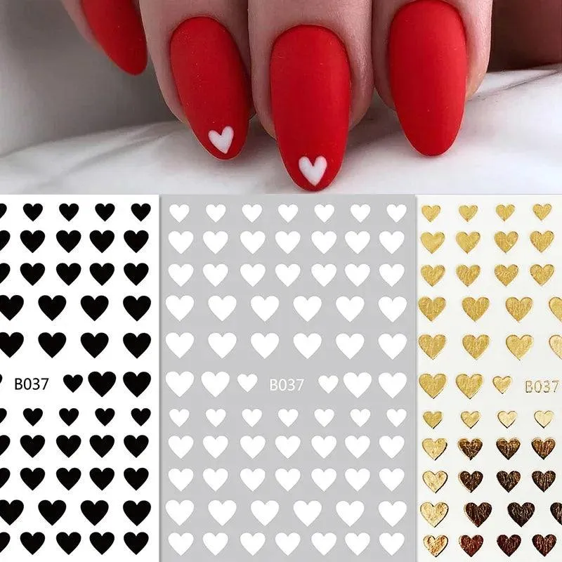 Black Heart Love Nail Stickers - Chic Self-Adhesive Decals for Manicure