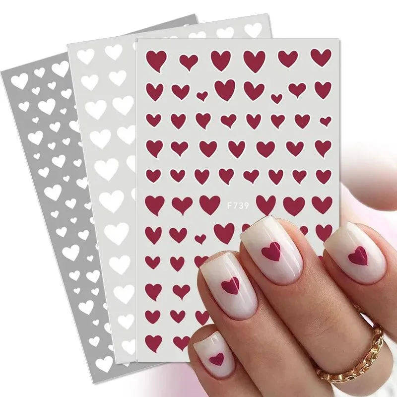 Black Heart Love Nail Stickers - Chic Self-Adhesive Decals for Manicure