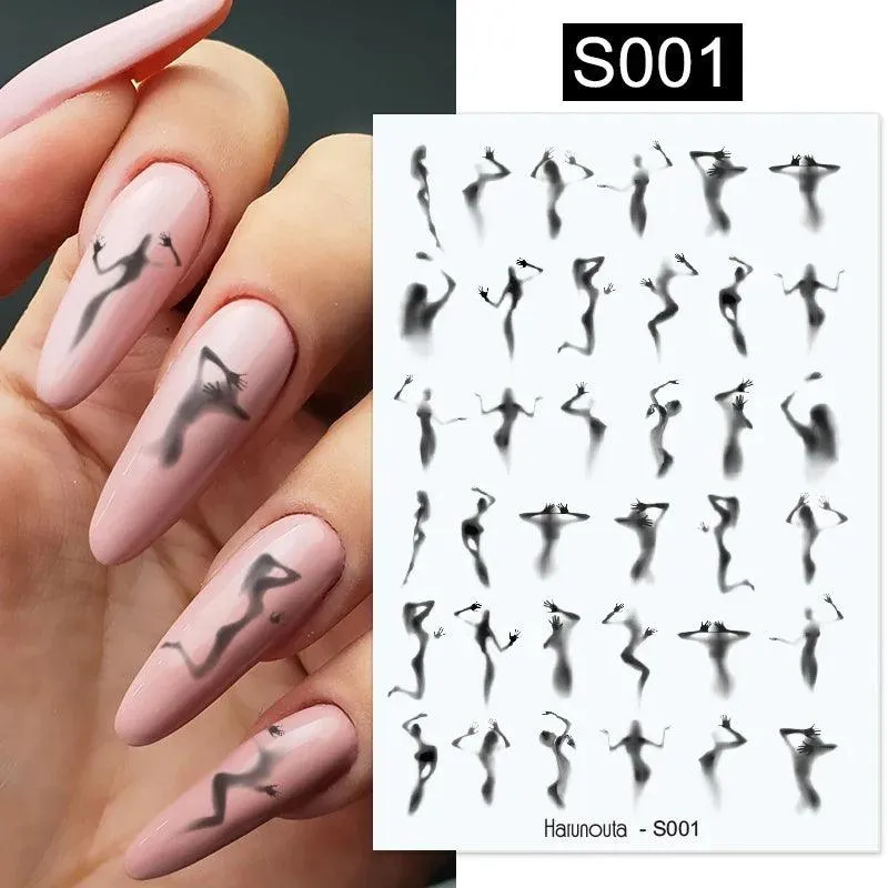 Black Heart Love Nail Stickers - Chic Self-Adhesive Decals for Manicure