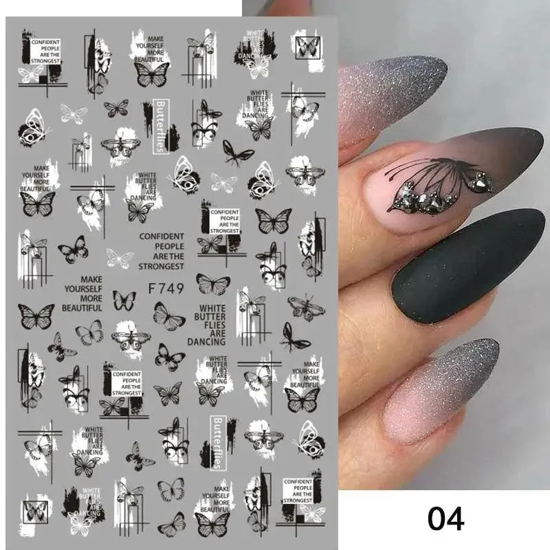 Black Heart Love Nail Stickers - Chic Self-Adhesive Decals for Manicure