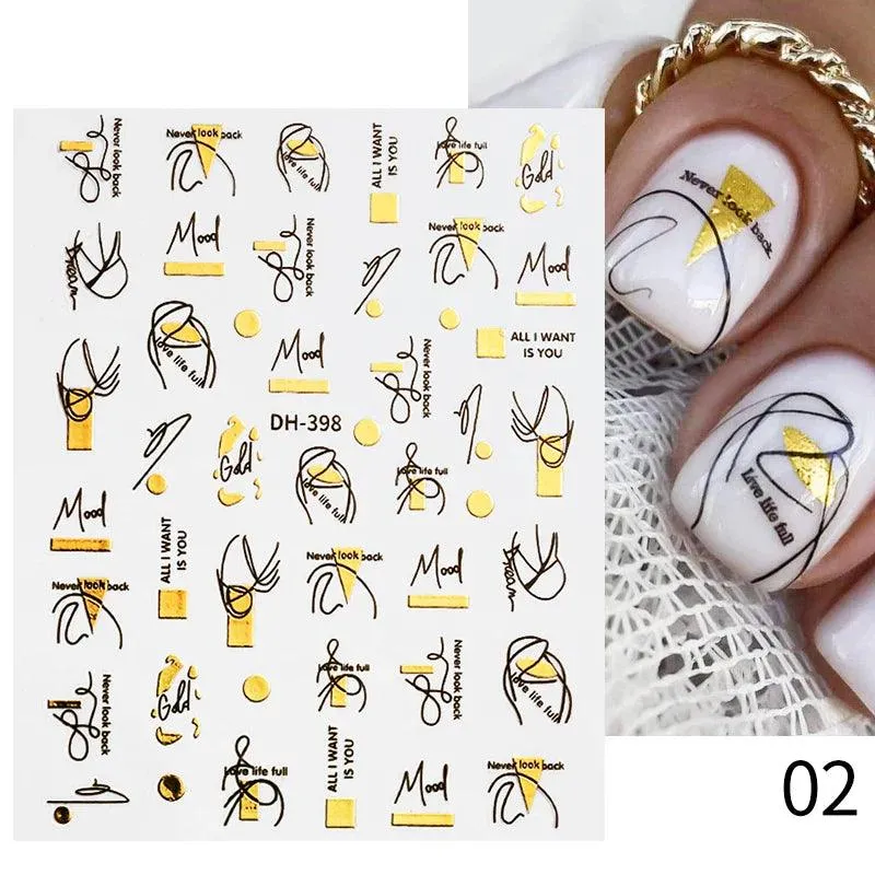 Black Heart Love Nail Stickers - Chic Self-Adhesive Decals for Manicure