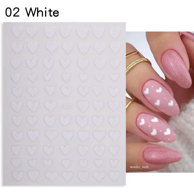 Black Heart Love Nail Stickers - Chic Self-Adhesive Decals for Manicure