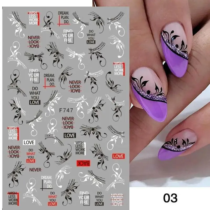Black Heart Love Nail Stickers - Chic Self-Adhesive Decals for Manicure