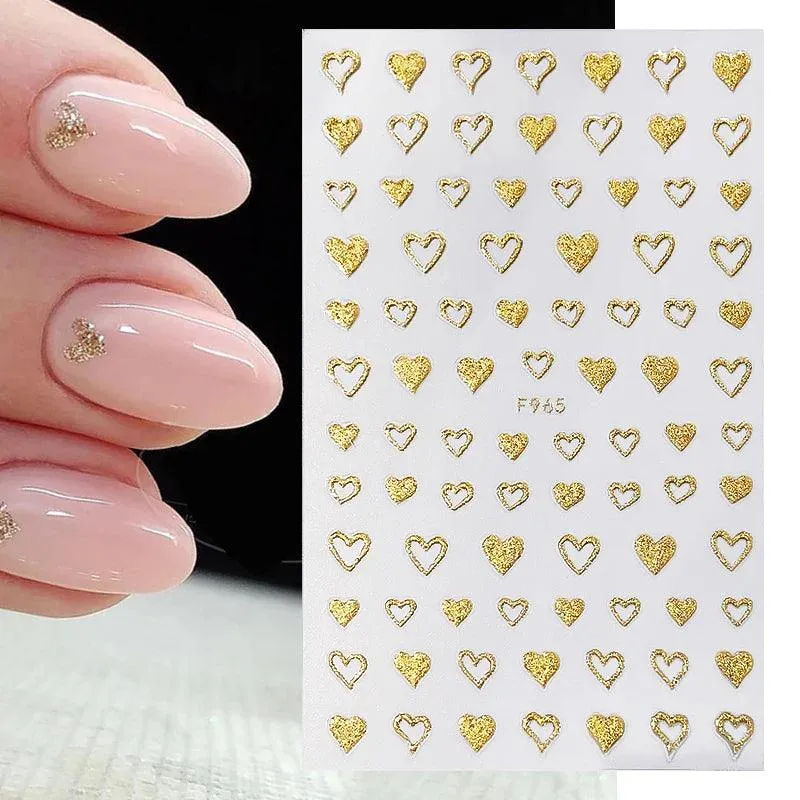 Black Heart Love Nail Stickers - Chic Self-Adhesive Decals for Manicure
