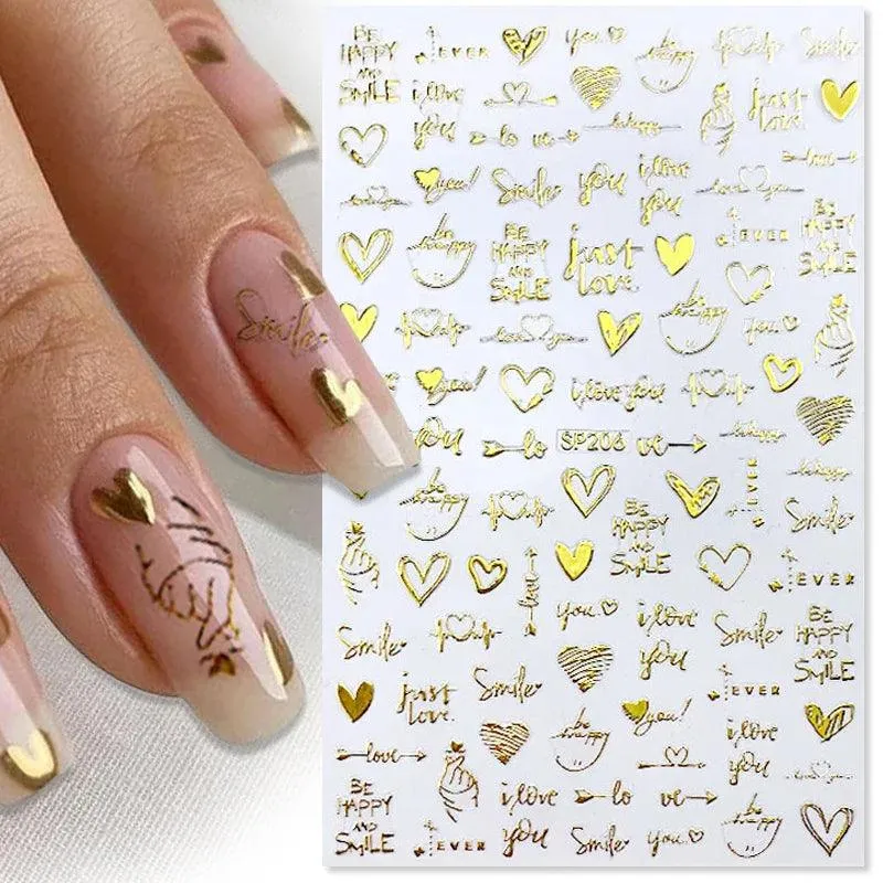 Black Heart Love Nail Stickers - Chic Self-Adhesive Decals for Manicure