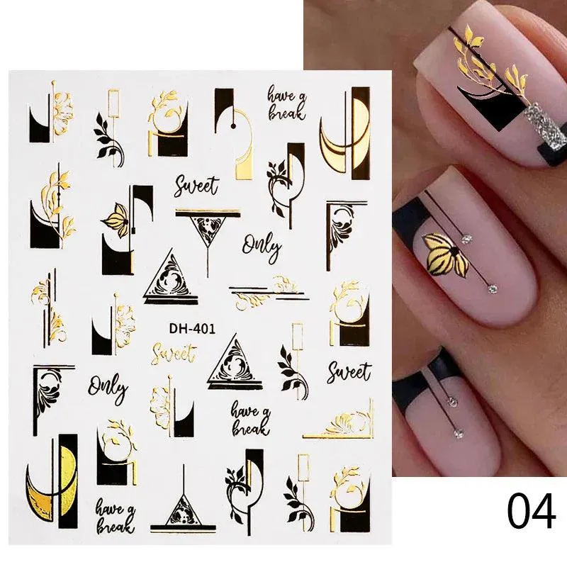 Black Heart Love Nail Stickers - Chic Self-Adhesive Decals for Manicure