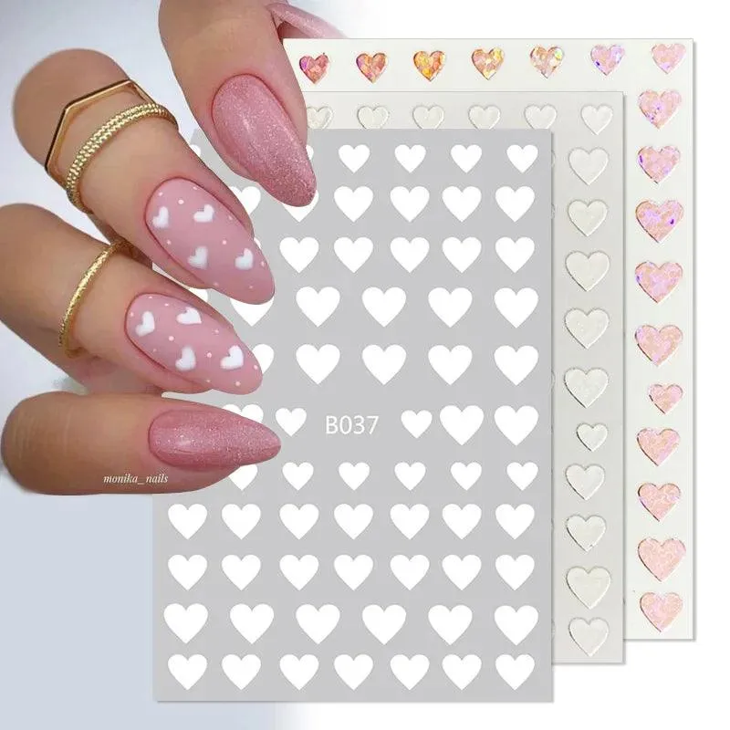Black Heart Love Nail Stickers - Chic Self-Adhesive Decals for Manicure