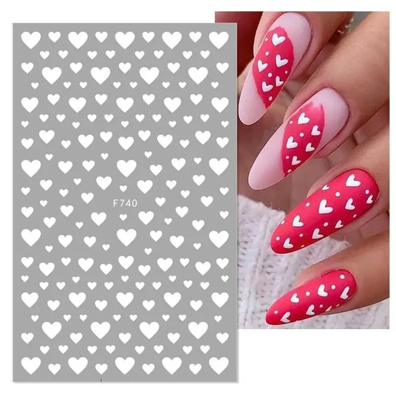 Black Heart Love Nail Stickers - Chic Self-Adhesive Decals for Manicure
