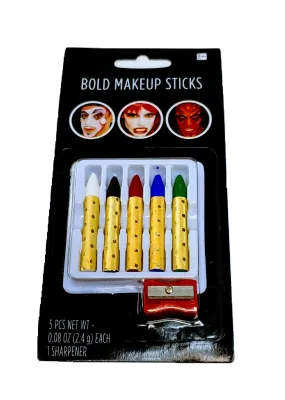 Bold Makeup Sticks W/Sharpener | 6pcs