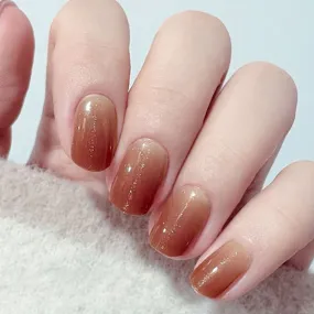 Caramel Brown and Red Gel Nail Self-adhesive Stickers Pack of 20