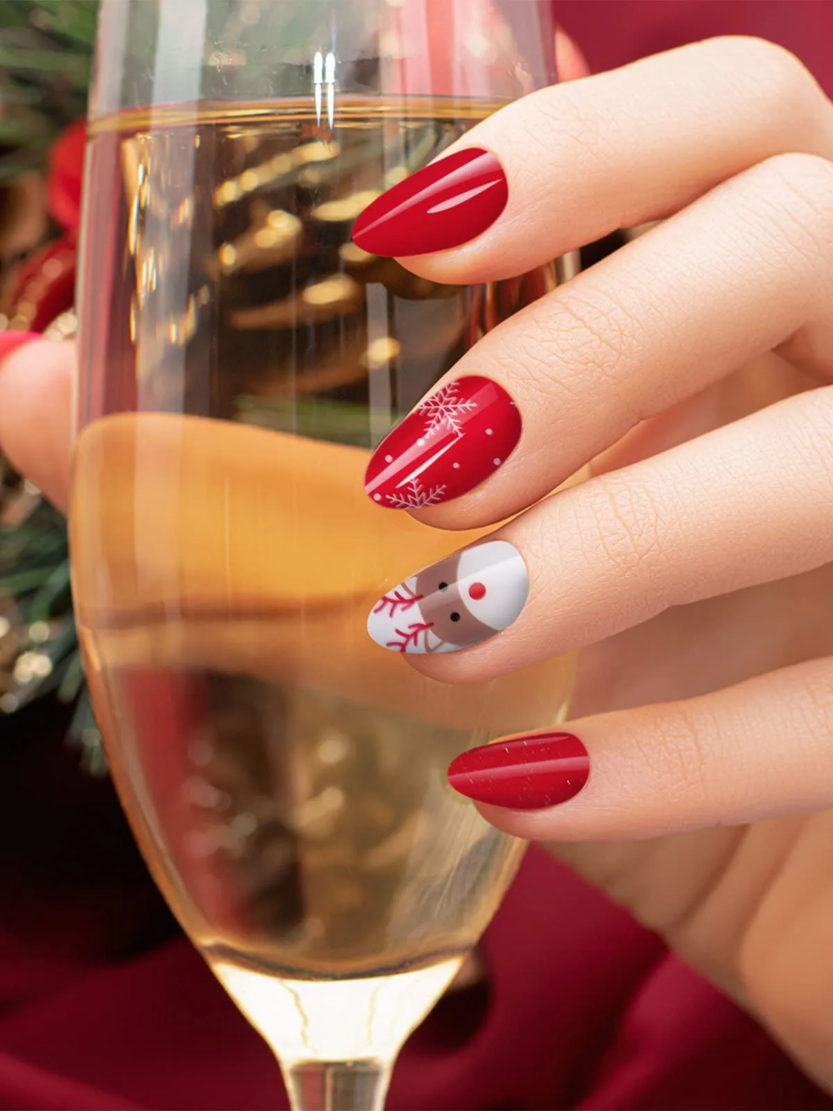 Christmas Gel Nail Polish Strips EBANKU Elk Snowflake Full Nail Wraps Real Nail Polish Stickers for Women Girls Christmas DIY Nail Art Decorations(UV/LED Lamp Required)