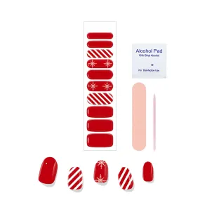 Christmas Red with Snowflake Gel Nail Self-adhesive Stickers Pack of 10