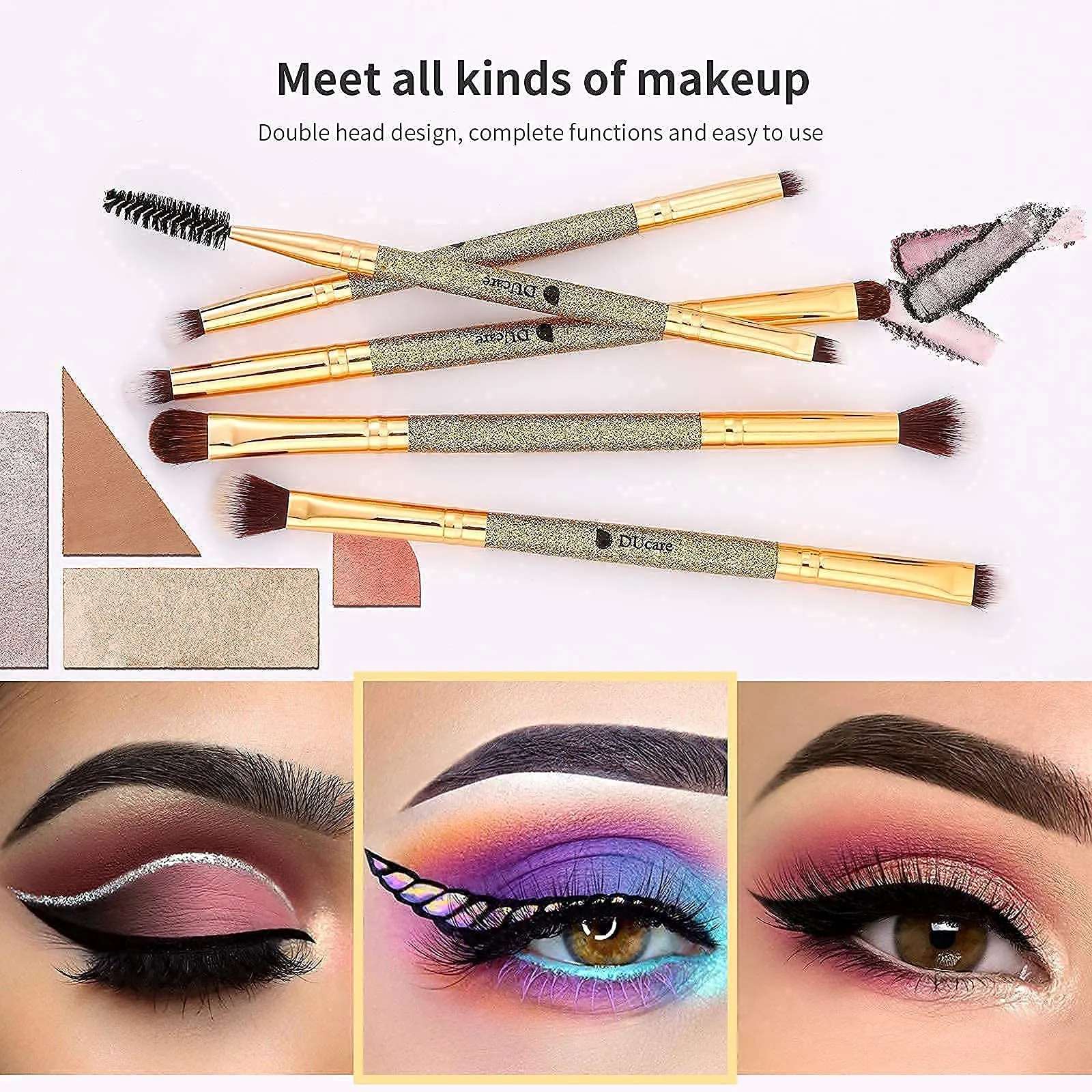 DUcare Duo End Foundation Powder Buffer Contour Brushes 2PCS   Eyeshadow Brush Set 5pcs