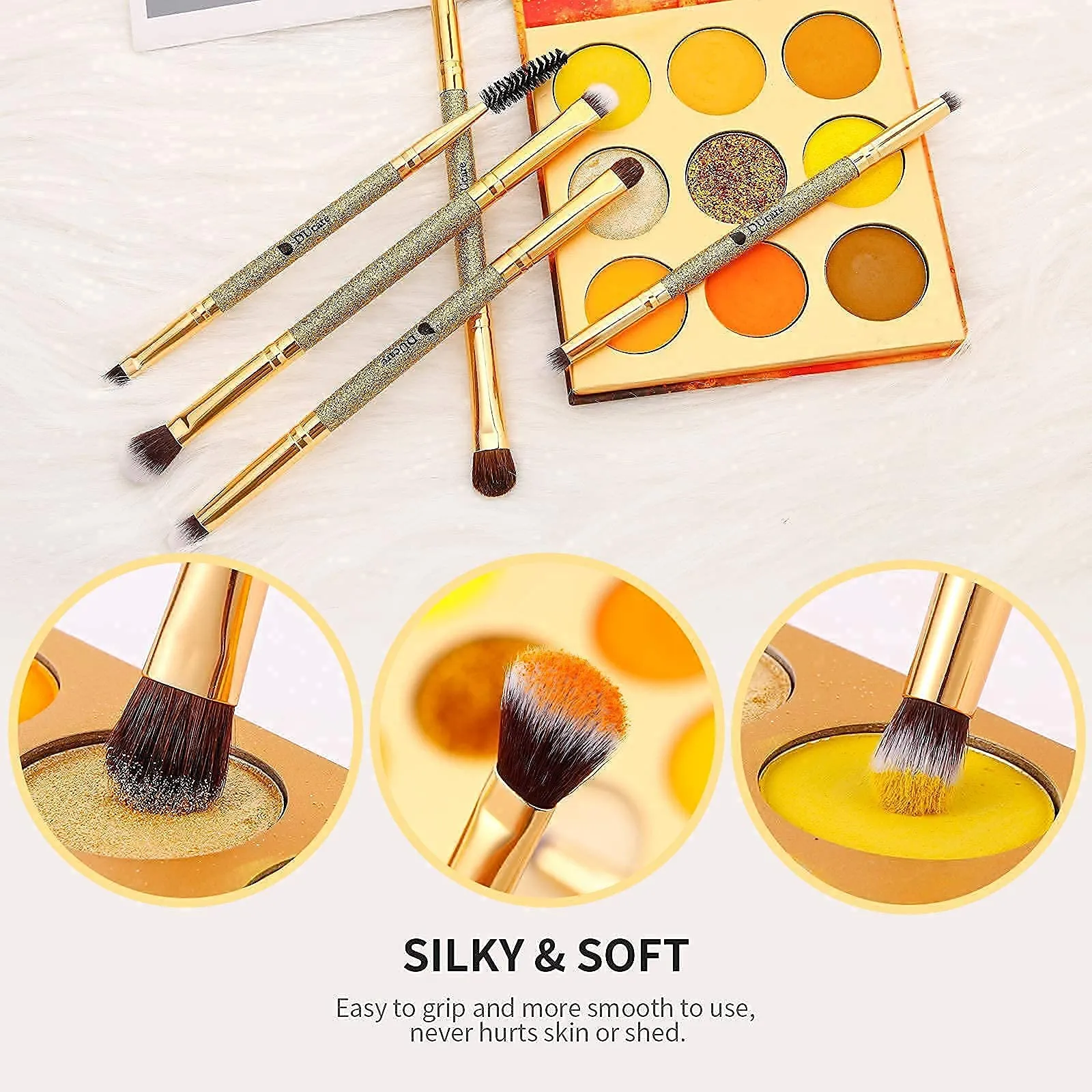 DUcare Duo End Foundation Powder Buffer Contour Brushes 2PCS   Eyeshadow Brush Set 5pcs