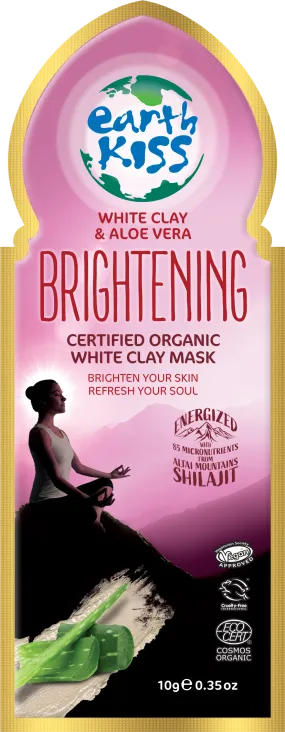 Earth Kiss Inspirations Brightening Organic White Clay Mask with Shilajit, White Clay and Aloe Vera to Brighten Your Skin, 10g