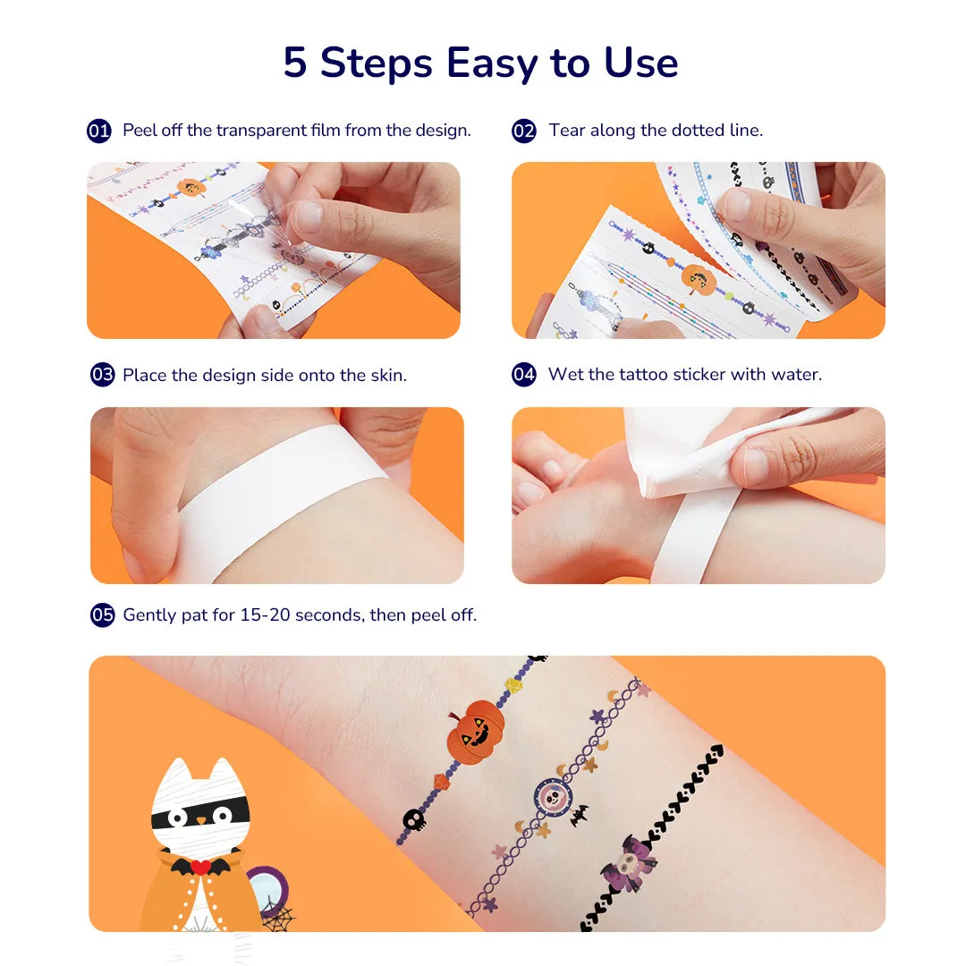 Halloween Dress Up Sticker Pack: Temporary Tattoos, Nail Stickers & More 1000P