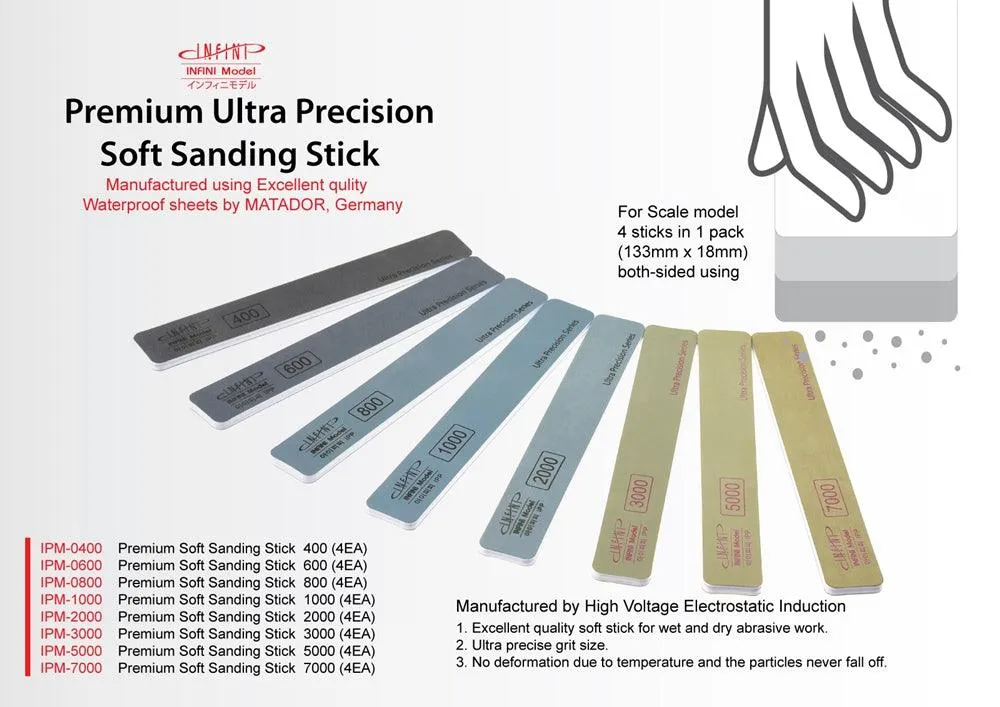 Infini Model Premium Ultra Precision Soft Sanding Stick (4pcs)