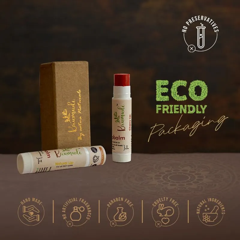 Kaumudi Handmade & 100% Natural 3in1 Lip Balm (Lip Tint | Cheek Tint | Eye Shadow) made with Rose & Saffron Essential oil | Best for Dry, Damaged & Chapped Lips | Hydrates & Moisturizes (Cherry Lip)