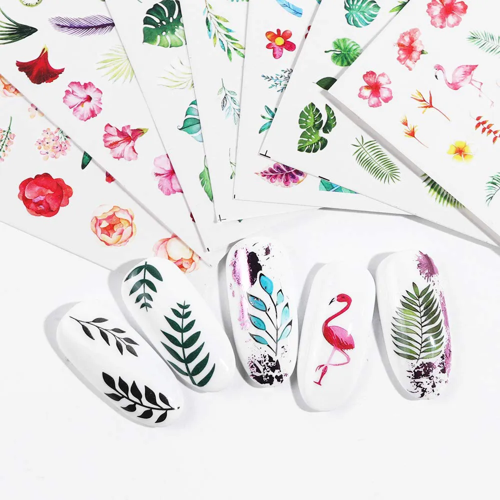 Macute Nail Stickers for Women Nail Art Accessories Decals 29 Sheets Fresh Nail Art Stickers Water Transfer Butterfly Leaf Flamingo Flower Nail Stickers for Fingernails Decor Manicure Decorations