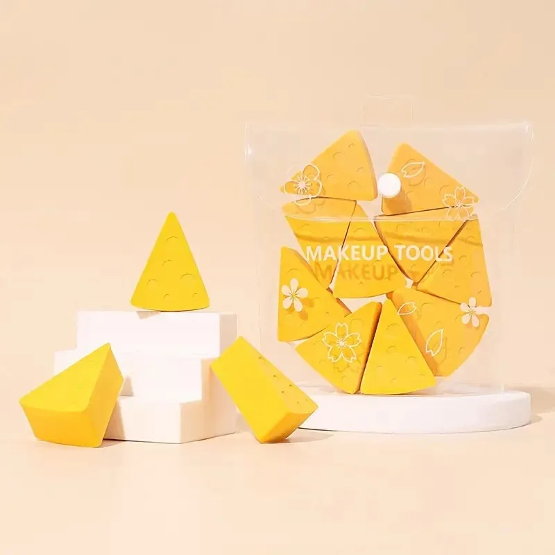Mini Makeup Sponge Puff Cute Cheese Shaped Triangle Soft Portable Wet And Dry Use Disposable Beauty Egg Face Foundation Powder Makeup Cream