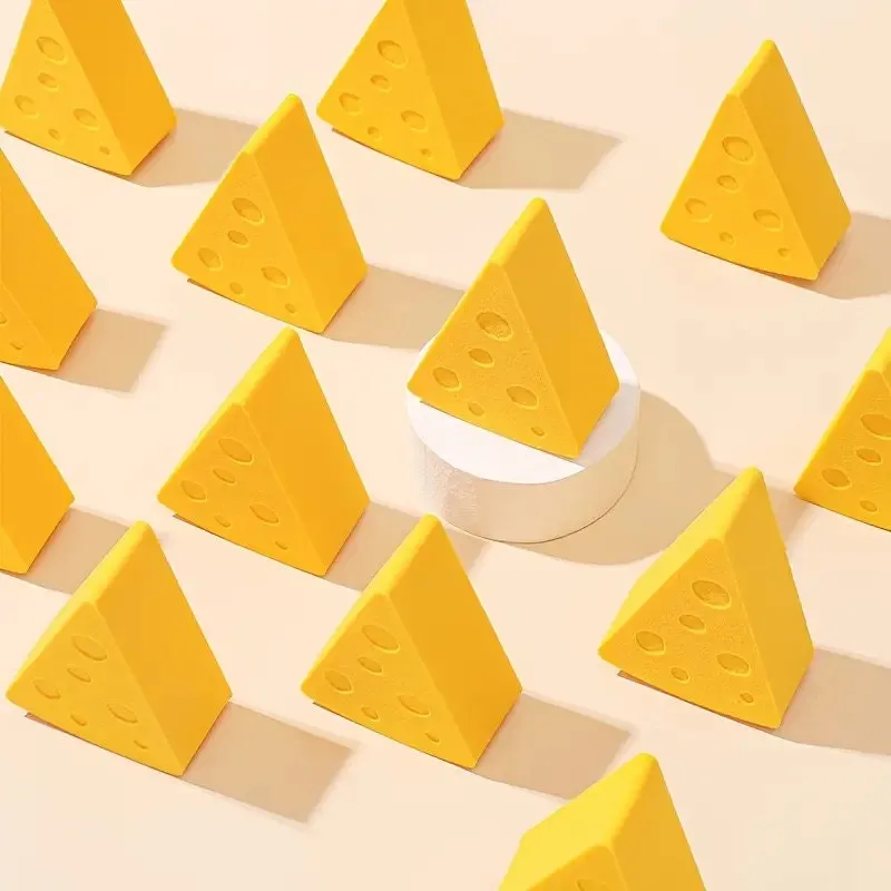 Mini Makeup Sponge Puff Cute Cheese Shaped Triangle Soft Portable Wet And Dry Use Disposable Beauty Egg Face Foundation Powder Makeup Cream