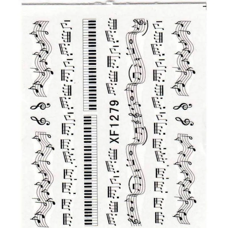 Music Notes Water Transfer Nail Stickers