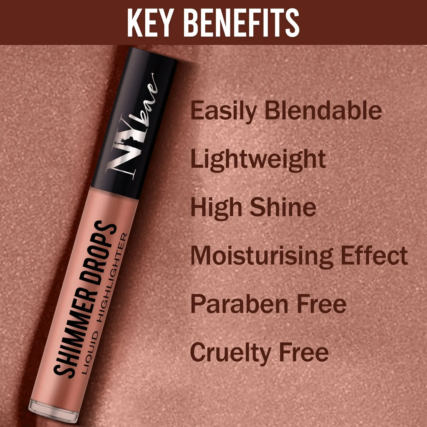 NY Bae Shimmer Drops Liquid Highlighter - Pearly Pink 04 (3 ml) | Pink | Rich Colour | Super Blendable | Multipurpose | Travel Friendly