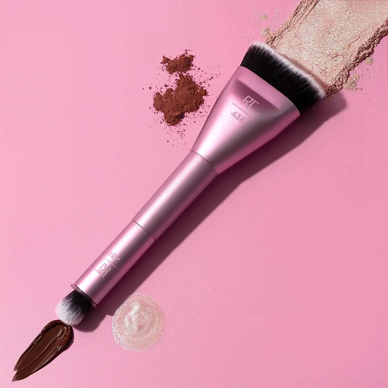 Real Techniques Sculpt & Shape Dual Ended Makeup Brush For Flat Head Blends & Intensifies Contour or Highlighter Cheek 438