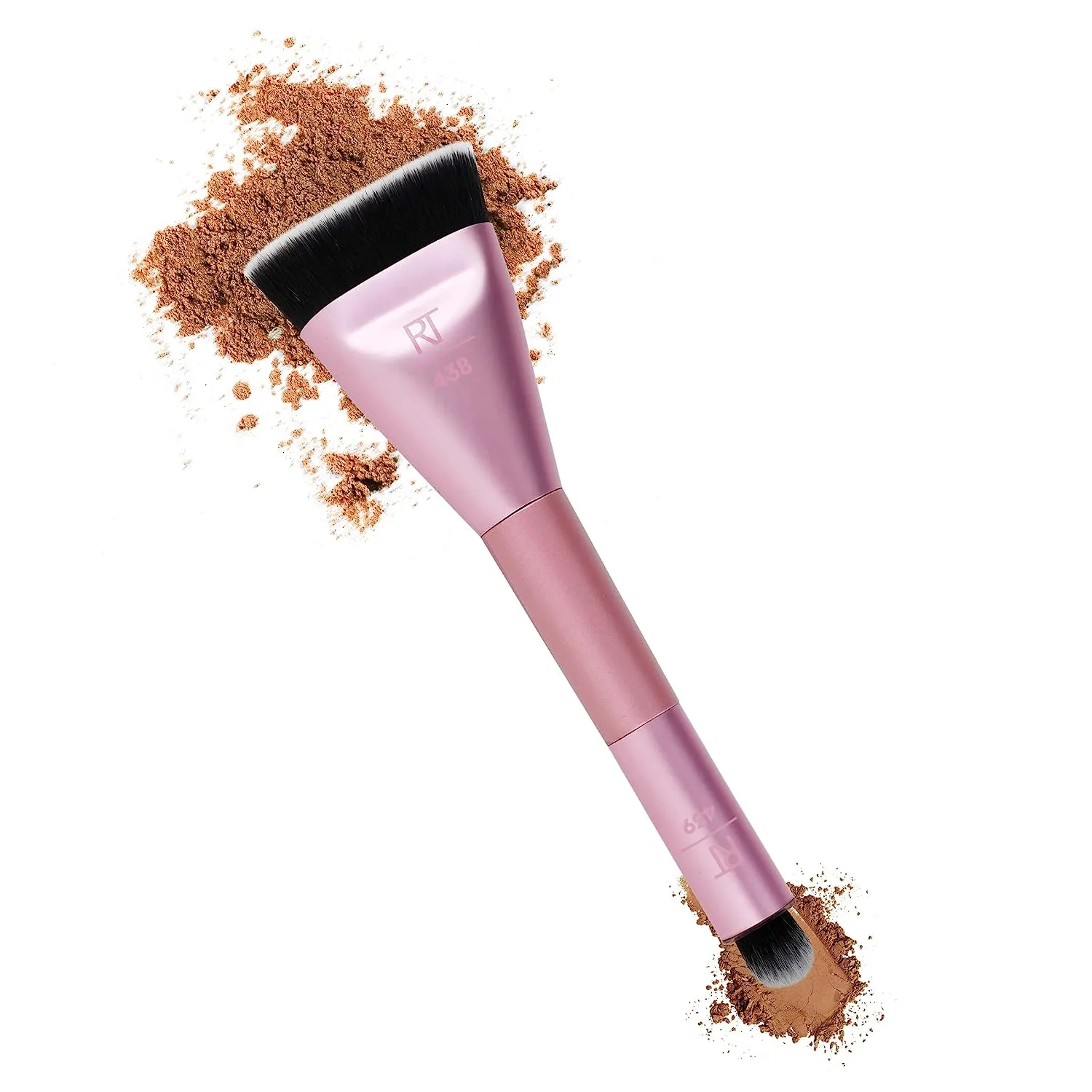 Real Techniques Sculpt & Shape Dual Ended Makeup Brush For Flat Head Blends & Intensifies Contour or Highlighter Cheek 438